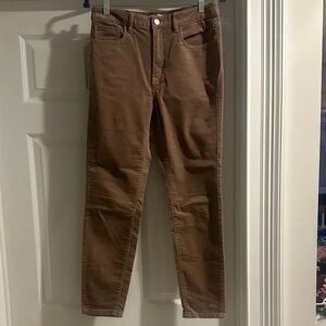 LOFT Dark Tan Corduroy Pants Curvy High Waist Skinny Size 28 / 6